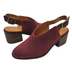 Lucky Brand Leather Mule Slingback, Lideton, Burgundy, Sz 5, New Without Box